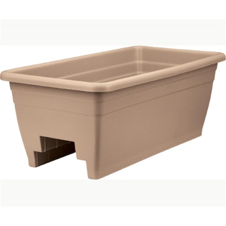 Parche 24 in. Deck Rail Plastic Box Planter, Sandstone PA2771887